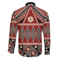 Vintage Bula Fiji Family Matching Puletasi and Hawaiian Shirt Red Tapa Masi Motif