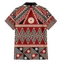 Vintage Bula Fiji Family Matching Short Sleeve Bodycon Dress and Hawaiian Shirt Red Tapa Masi Motif