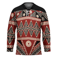 Vintage Bula Fiji Hockey Jersey Red Tapa Masi Motif LT9 Unisex Red - Polynesian Pride