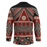 Vintage Bula Fiji Hockey Jersey Red Tapa Masi Motif LT9 - Polynesian Pride