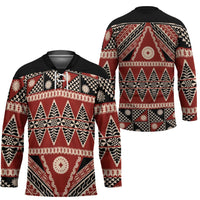 Vintage Bula Fiji Hockey Jersey Red Tapa Masi Motif LT9 - Polynesian Pride