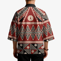 Vintage Bula Fiji Kimono Red Tapa Masi Motif - Polynesian Pride
