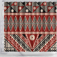 Vintage Bula Fiji Shower Curtain Red Tapa Masi Motif