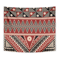 Vintage Bula Fiji Tapestry Red Tapa Masi Motif