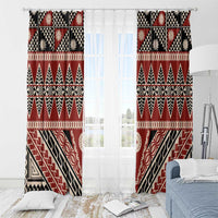 Vintage Bula Fiji Window Curtain Red Tapa Masi Motif