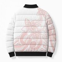Polynesian Tribal Plumeria Lotu Tamaiti Bomber Puffer Jacket Pastel Blush LT9 - Polynesian Pride