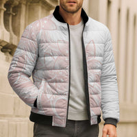 Polynesian Tribal Plumeria Lotu Tamaiti Bomber Puffer Jacket Pastel Blush LT9 - Polynesian Pride