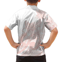 Polynesian Tribal Plumeria Lotu Tamaiti Family Matching Off Shoulder Short Dress and Hawaiian Shirt Pastel Blush - Polynesian Pride