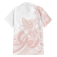 Polynesian Tribal Plumeria Lotu Tamaiti Family Matching Off Shoulder Short Dress and Hawaiian Shirt Pastel Blush - Polynesian Pride