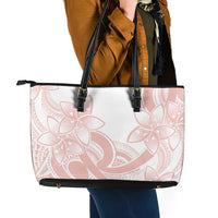 Polynesian Tribal Plumeria Lotu Tamaiti Leather Tote Bag Pastel Blush - Polynesian Pride