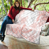 Polynesian Tribal Plumeria Lotu Tamaiti Quilt Pastel Blush - Polynesian Pride