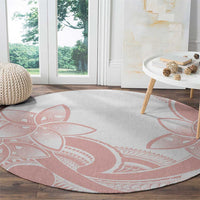 Polynesian Tribal Plumeria Lotu Tamaiti Round Carpet Pastel Blush - Polynesian Pride