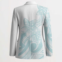 Polynesian Tribal Plumeria Lotu Tamaiti Blazer Pastel Cyan - Polynesian Pride