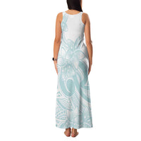 Polynesian Tribal Plumeria Lotu Tamaiti Family Matching Tank Maxi Dress and Hawaiian Shirt Pastel Cyan - Polynesian Pride