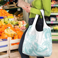 Polynesian Tribal Plumeria Lotu Tamaiti Grocery Bag Pastel Cyan LT9 - Polynesian Pride