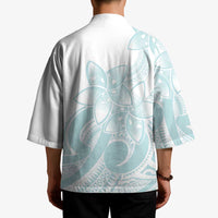 Polynesian Tribal Plumeria Lotu Tamaiti Kimono Pastel Cyan - Polynesian Pride