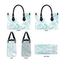 Polynesian Tribal Plumeria Lotu Tamaiti Leather Bag Pastel Cyan - Polynesian Pride