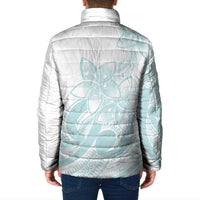 Polynesian Tribal Plumeria Lotu Tamaiti Padded Jacket Pastel Cyan LT9 - Polynesian Pride