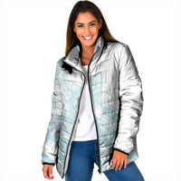Polynesian Tribal Plumeria Lotu Tamaiti Padded Jacket Pastel Cyan LT9 Women Cyan - Polynesian Pride