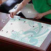 Polynesian Tribal Plumeria Lotu Tamaiti Puzzle Pastel Cyan LT9 - Polynesian Pride