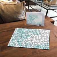 Polynesian Tribal Plumeria Lotu Tamaiti Puzzle Pastel Cyan LT9 - Polynesian Pride