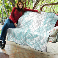 Polynesian Tribal Plumeria Lotu Tamaiti Quilt Pastel Cyan - Polynesian Pride