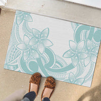 Polynesian Tribal Plumeria Lotu Tamaiti Rubber Doormat Pastel Cyan LT9 - Polynesian Pride