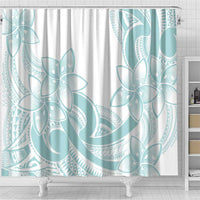 Polynesian Tribal Plumeria Lotu Tamaiti Shower Curtain Pastel Cyan - Polynesian Pride