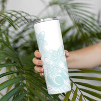 Polynesian Tribal Plumeria Lotu Tamaiti Skinny Tumbler Pastel Cyan - Polynesian Pride