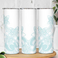 Polynesian Tribal Plumeria Lotu Tamaiti Skinny Tumbler Pastel Cyan - Polynesian Pride