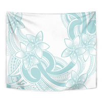 Polynesian Tribal Plumeria Lotu Tamaiti Tapestry Pastel Cyan - Polynesian Pride