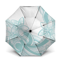 Polynesian Tribal Plumeria Lotu Tamaiti Umbrella Pastel Cyan - Polynesian Pride