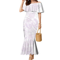 Polynesian Tribal Plumeria Lotu Tamaiti Family Matching Mermaid Dress and Hawaiian Shirt Pastel Mauve - Polynesian Pride