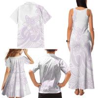 Polynesian Tribal Plumeria Lotu Tamaiti Family Matching Tank Maxi Dress and Hawaiian Shirt Pastel Mauve - Polynesian Pride