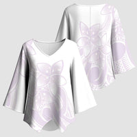 Polynesian Tribal Plumeria Lotu Tamaiti Kimono Sleeve Blouse Pastel Mauve - Polynesian Pride