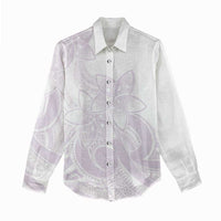 Polynesian Tribal Plumeria Lotu Tamaiti Women Casual Shirt Pastel Mauve - Polynesian Pride