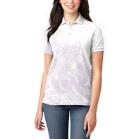 Polynesian Tribal Plumeria Lotu Tamaiti Women Polo Shirt Pastel Mauve - Polynesian Pride