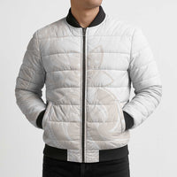 Polynesian Tribal Plumeria Lotu Tamaiti Bomber Puffer Jacket Pastel Nude LT9 - Polynesian Pride