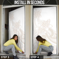 Polynesian Tribal Plumeria Lotu Tamaiti Door Cover Pastel Nude - Polynesian Pride