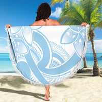 Polynesian Tribal Plumeria Lotu Tamaiti Beach Blanket Pastel Sky Blue LT9 - Polynesian Pride