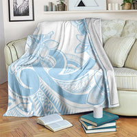 Polynesian Tribal Plumeria Lotu Tamaiti Blanket Pastel Sky Blue - Polynesian Pride
