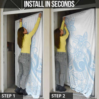 Polynesian Tribal Plumeria Lotu Tamaiti Door Cover Pastel Sky Blue - Polynesian Pride