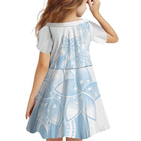 Polynesian Tribal Plumeria Lotu Tamaiti Family Matching Off Shoulder Maxi Dress and Hawaiian Shirt Pastel Sky Blue - Polynesian Pride