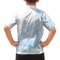Polynesian Tribal Plumeria Lotu Tamaiti Family Matching Puletasi and Hawaiian Shirt Pastel Sky Blue - Polynesian Pride