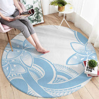 Polynesian Tribal Plumeria Lotu Tamaiti Round Carpet Pastel Sky Blue - Polynesian Pride