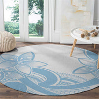 Polynesian Tribal Plumeria Lotu Tamaiti Round Carpet Pastel Sky Blue - Polynesian Pride
