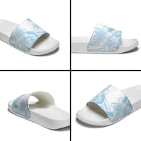 Polynesian Tribal Plumeria Lotu Tamaiti Slide Sandals Pastel Sky Blue - Polynesian Pride