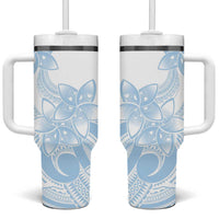 Polynesian Tribal Plumeria Lotu Tamaiti Tumbler With Handle Pastel Sky Blue - Polynesian Pride