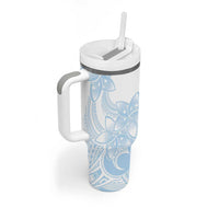 Polynesian Tribal Plumeria Lotu Tamaiti Tumbler With Handle Pastel Sky Blue - Polynesian Pride