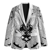 2026 Autumn Rugby Nations New Zealand Custom Blazer White Kowhaiwhai Maori Tribal Taniko Motif LT9 Unisex White - Polynesian Pride